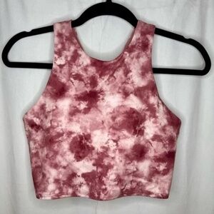 Athleta Pink Tie-Dye Cropped Conscious Crop Tank with Built-In Bra Size S